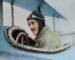 man inside biplane